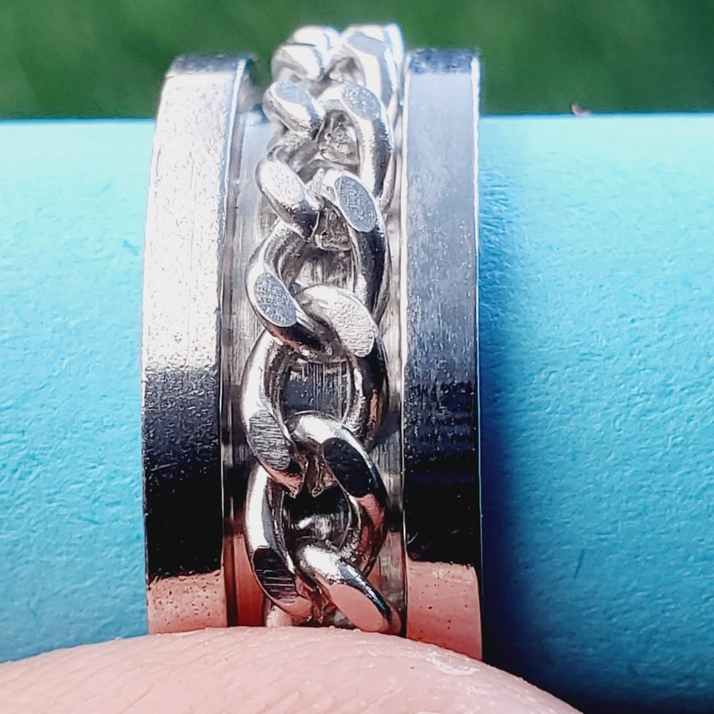 "8MM Stainless Steel Unisex Spinner Ring, AAAQL1017 - Picture 3 of 11